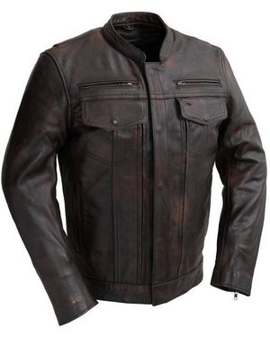 First Mfg Co. Raider Motorcycle Leather Jacket - Black