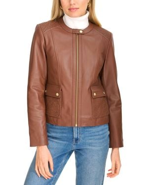 Cole Haan Lambskin Leather Jacket - Brown