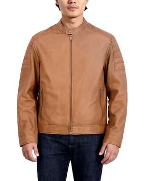 Cole Haan Genuine Lambskin Leather Jacket - Blue