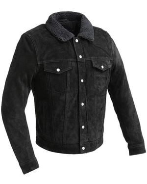 Whet Blu Suede Faux-Shearling Trucker Jacket - Black