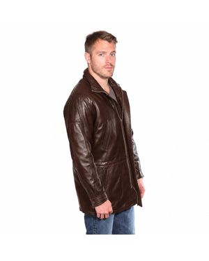 Mason &amp; Cooper Mason & Cooper Garner Mid-Length Leather Coat - Brown
