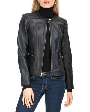 Cole Haan Lambskin Leather Jacket - Black