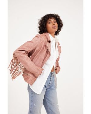 Mauritius Zoe Rf Fringe Leather Jacket - Pink