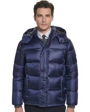 KARL LAGERFELD Paris Lightweight Down Hooded Jacket - Blue