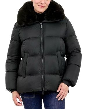 Michael Kors Michael Puffer Jacket With Faux Fur Collar - Black