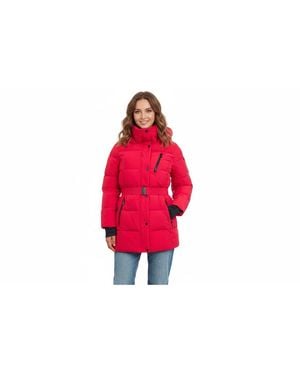 BCBGMAXAZRIA Eneration Belted Active Puffer Coat With Hood - Red