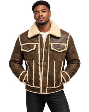 DODICI Sheepskin Shearling Sherpa Jacket - Gray