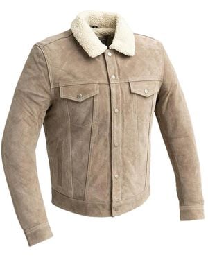 Whet Blu Suede Faux-Shearling Trucker Jacket - Natural