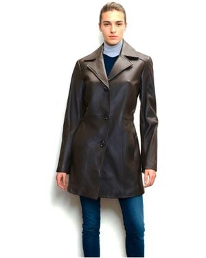 Anne Klein Walker Leather Coat - Black
