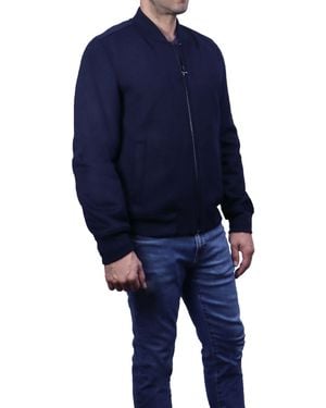 Cole Haan Wool Bomber Jacket - Blue