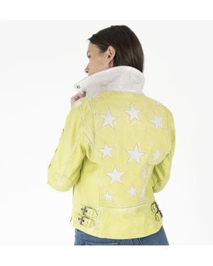 Mauritius Christy Rf Star Detail Leather Jacket - Yellow