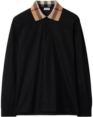 Burberry Cotton Piqué Sweater With Collar - Black