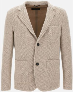 GMS-75 Sand Wool Mohair Blend Blazer - Natural