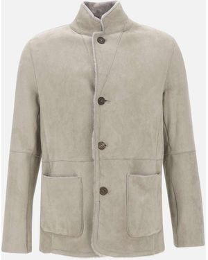 GMS-75 Merinillo Suede Sheepskin Jacket - White