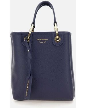 Emporio Armani Vegan Leather Bucket Handbag With Clutch - Blue