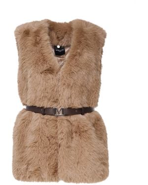 MARCIANO BY GUESS Faux Fur Belted Vest - Brown