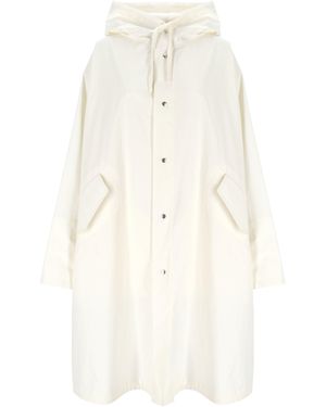 Jil Sander Logo-Print Hooded Coat - White