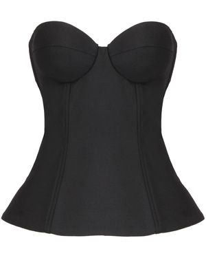 GIUSEPPE DI MORABITO Virgin Wool Blend Corset Top - Black