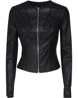 MARCIANO BY GUESS Fitted Zip-Up Moto Jacket - Black