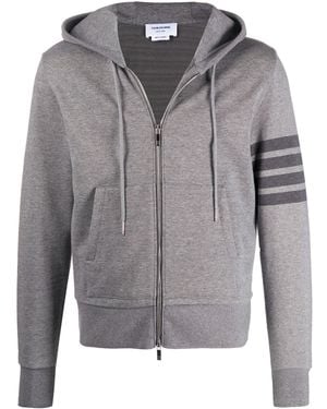 Thom Browne Hooded Zip Jumper With Pockets - Grey