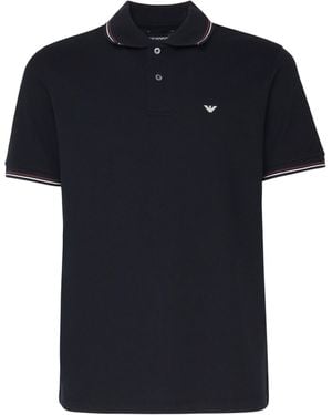 Emporio Armani Cotton Elastane Striped Polo Shirt - Black