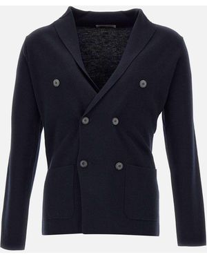 Filippo De Laurentis Merino Wool Cardigan - Blue