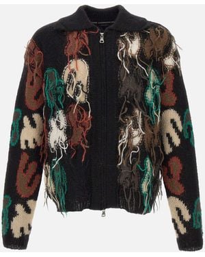 ANDERSSON BELL Mohair Blend Frayed Cardigan - Black