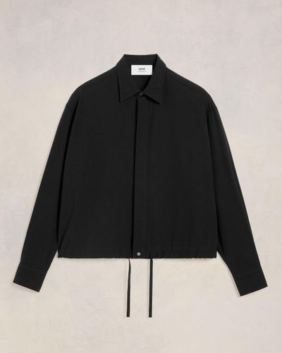 Ami Paris Long Sleeve Drawstring Shirt - Black