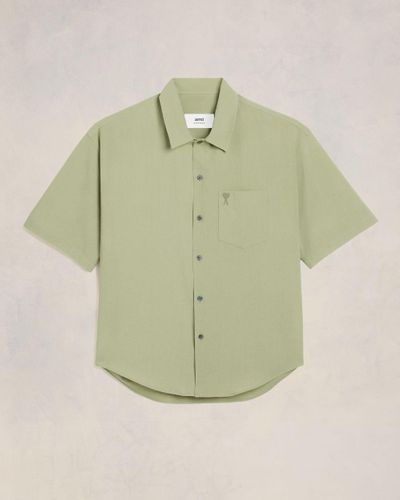Ami Paris Camp Collar Short Sleeve Shirt - Green