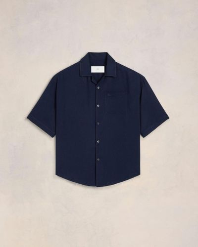 Ami Paris Short Sleeve Boxy Shirt - Blue