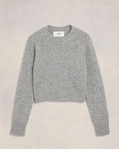 Ami Paris Ami Embroidery Crewneck Jumper - Grey