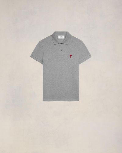 Ami Paris Ami De Coeur Polo Shirt - Gray