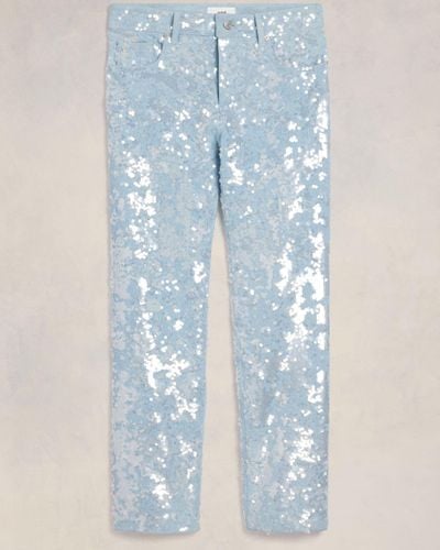 Ami Paris Embroidered Straight Fit Jeans - Blue