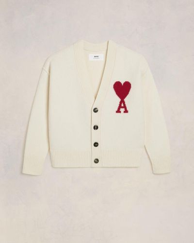 Ami Paris Cardigan ami de coeur rouge - Neutre