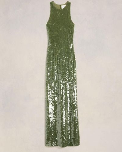 Ami Paris Embroidered Long Dress - Green