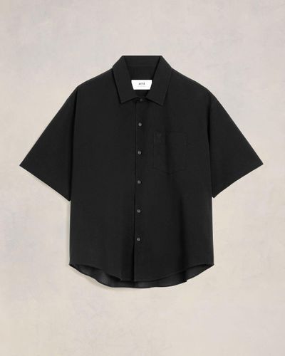 Ami Paris Camp Collar Short Sleeve Shirt - Black