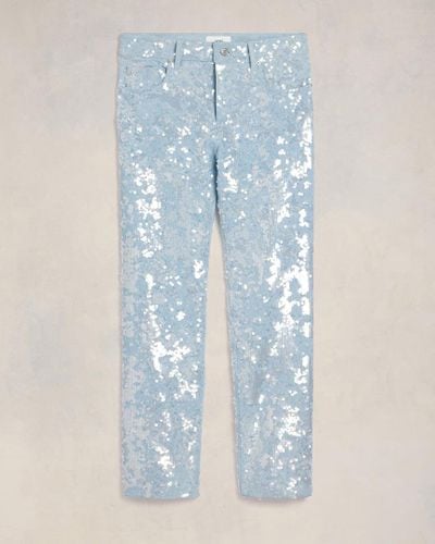 Ami Paris Embroidered Straight Fit Jeans - Blue