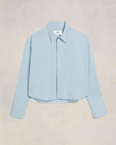 Ami Paris Cropped Shirt - Blue