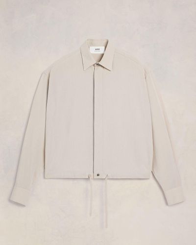 Ami Paris Long Sleeve Drawstring Shirt - Natural