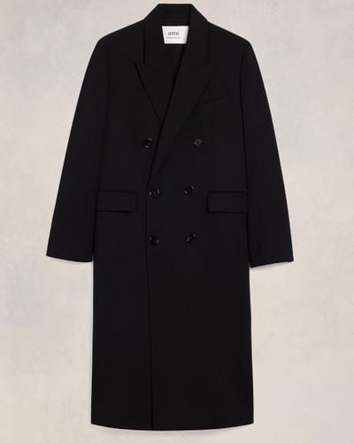 Ami Paris Double Breasted Coat - Black