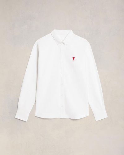 Ami Paris Button Down Ami De Coeur Shirt - White