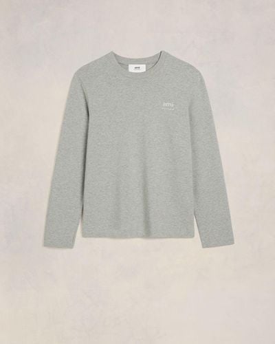 Ami Paris Long Sleeve Ami Alexandre Mattiussi T-shirt - Grey