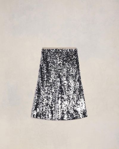 Ami Paris Embroidered Skirt - Metallic