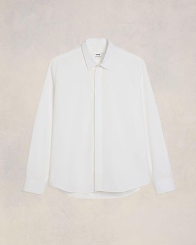 Ami Paris Tonal Ami De Coeur Classic Shirt - Natural