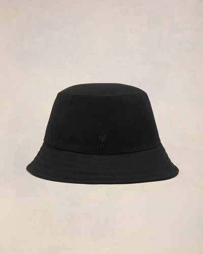 Ami Paris Reversible Ami De Coeur Bucket Hat - Black