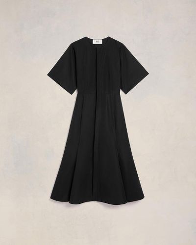 Ami Paris Midi Dress With Hidden Tab - Black