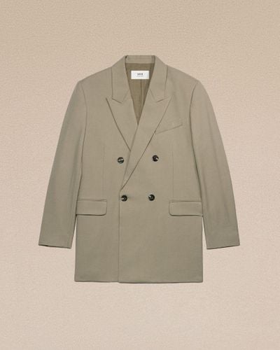 Ami Paris Double Breasted Oversized Jacket - Natural