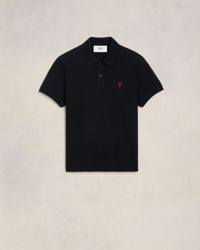 Ami Paris Ami De Coeur Polo Shirt - Black
