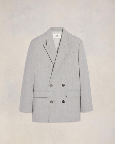 Ami Paris Double Breasted Oversize Jacket - Grey