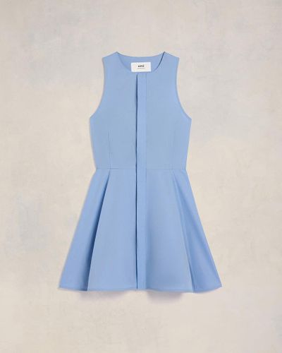 Ami Paris Short Dress With Hidden Tab - Blue